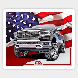 Dodge Ram and The American Flag by Gas Autos Sticker